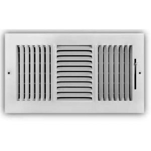 12 in. x 6 in. 3-Way Steel Wall or Ceiling Register Vent, White - Free Shipping